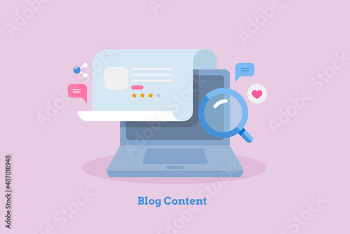 Blog content management, SEO copy writing, Social media text content optimization, content writing and publishing on web blog, flat design web banner template.