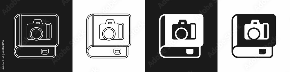 Set Photo album gallery icon isolated on black and white background. Vector Set Photo album gallery icon isolated on black and white background. Vector