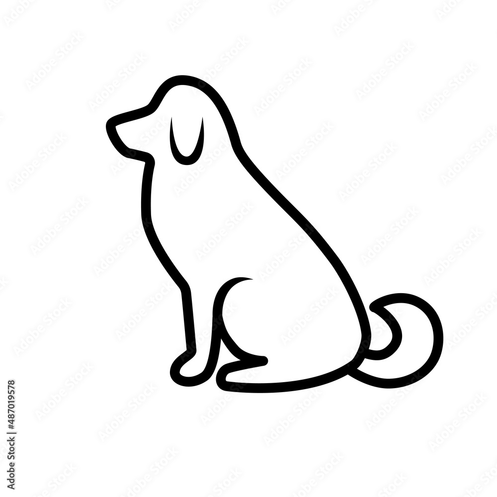 The Dog. Black line art can be used a icons and a logo. Linear style isolated on white. Vector illustration.