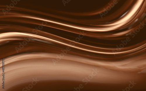 Dark Chocolate brown fluid splash texture. Cocoa or coffee cream delicious sweet food background. Tasty nut yogurt cream or peanut butter dessert.