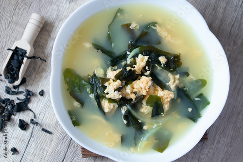 Wakame Soup with Egg, Japanese Cuisine photo