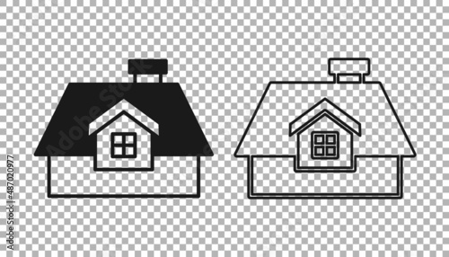 Black House icon isolated on transparent background. Home symbol. Vector