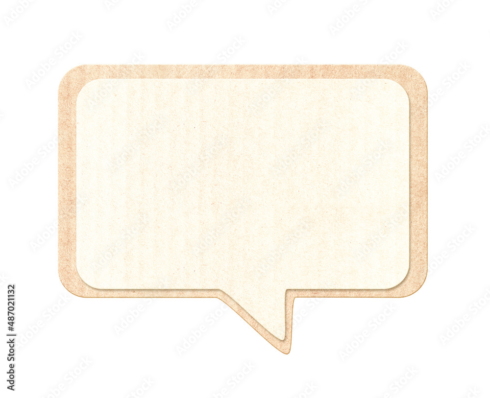 Empty comic speech bubble from recycled carton material. Eco-friendly concept Empty comic speech bubble from recycled carton material. Eco-friendly concept