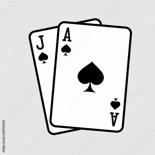 Blackjack hand in spades. Black Jack and Ace. Vector illustration