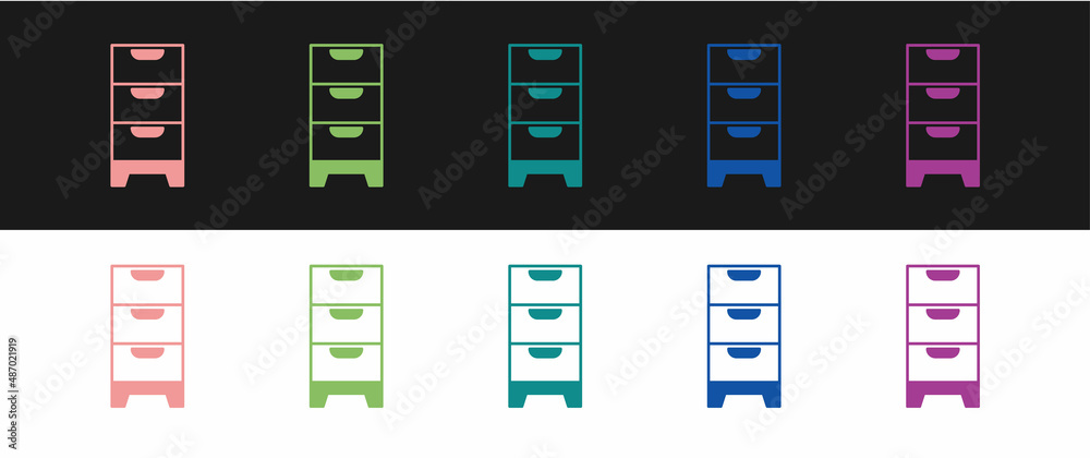 Set Chest of drawers icon isolated on black and white background. Vector Set Chest of drawers icon isolated on black and white background. Vector