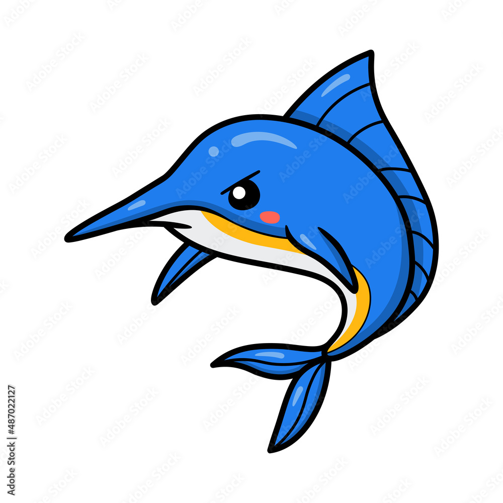 Obraz premium Cute angry little marlin cartoon