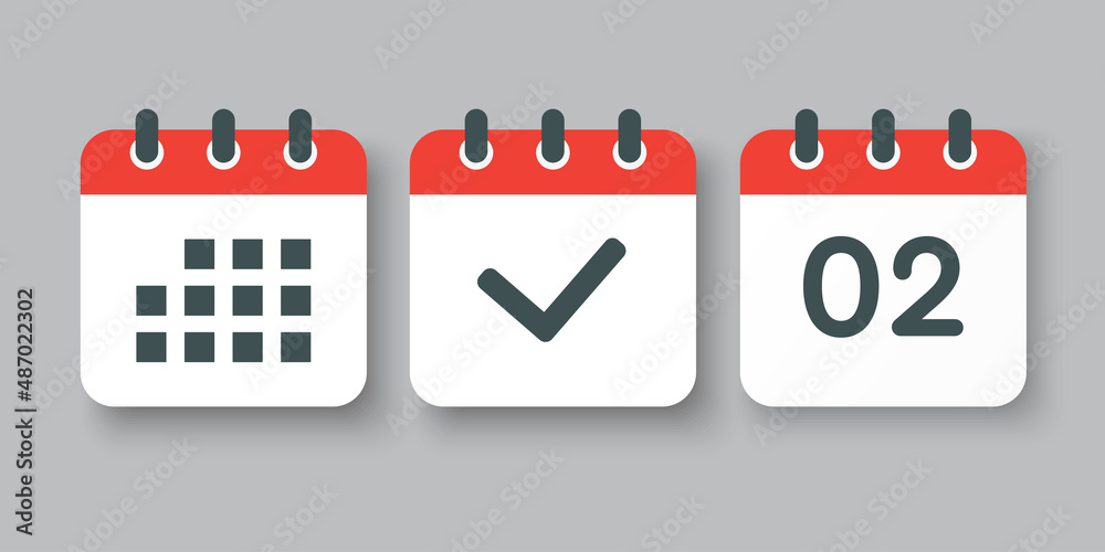 Vector icon page calendar number 2, done, agenda Vector icon page calendar number 2, done, agenda