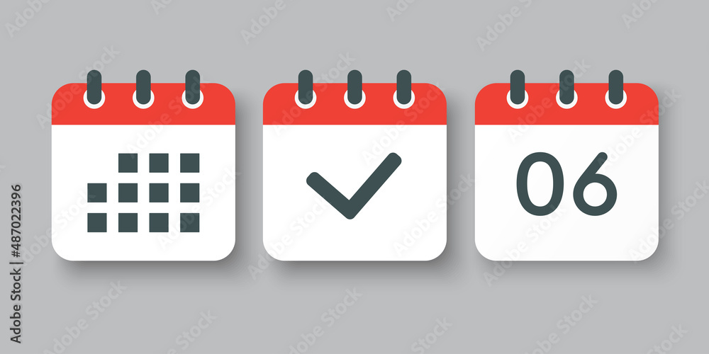 Vector icon page calendar number 6, done, agenda Vector icon page calendar number 6, done, agenda