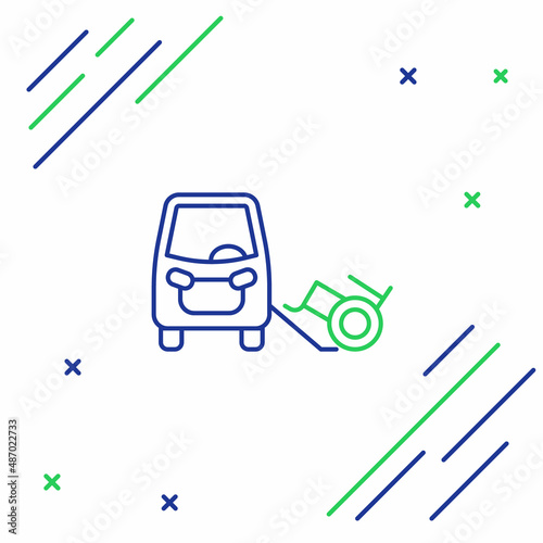 Line Disabled car icon isolated on white background. Colorful outline concept. Vector