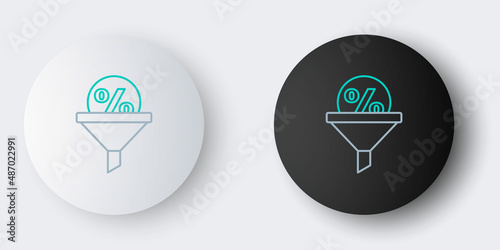 Line Lead management icon isolated on grey background. Funnel with discount percent. Target client business concept. Colorful outline concept. Vector