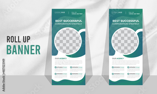 Corporate Roll-up banner vertical design template for advertising. pull-up modern x-banner, portable stands roll-up, abstract, and promotion. 
