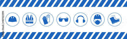 illustration of a set of blue and white buttons	