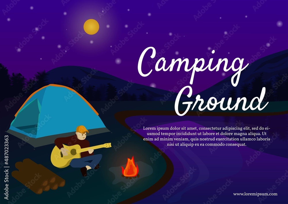 Flat camping ground illustration