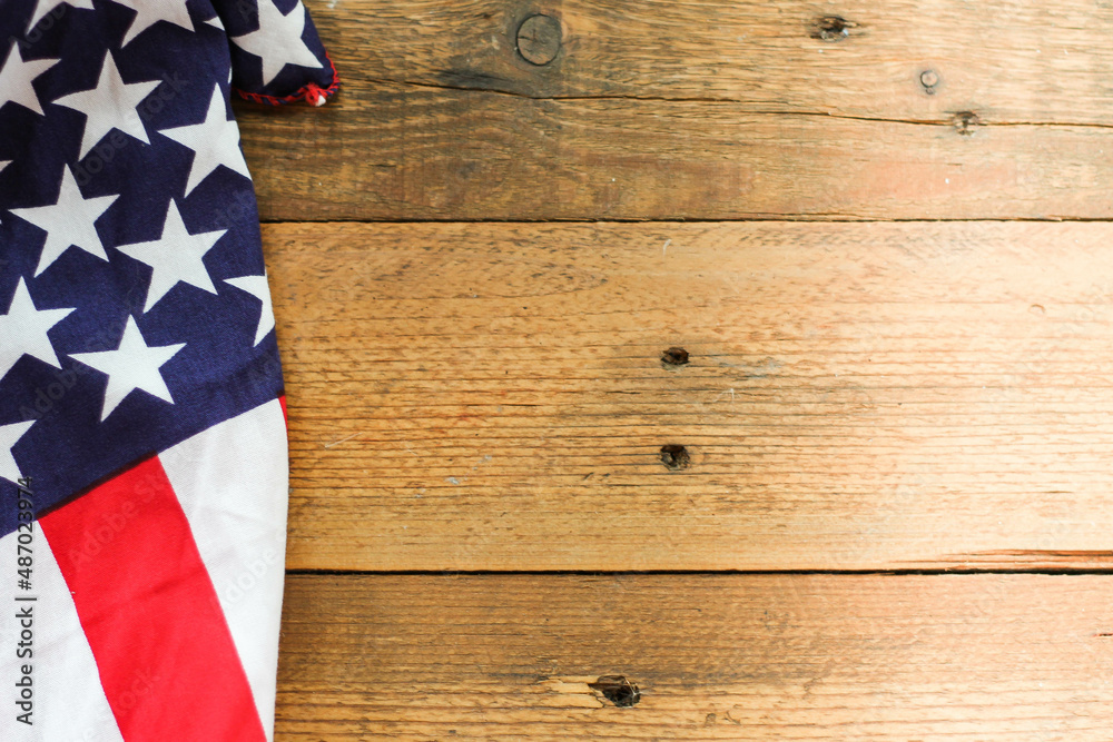 American flag Placed on a wooden background. American flag Placed on a wooden background.