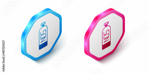 Isometric Nitrous oxide icon isolated on white background. Hexagon button. Vector