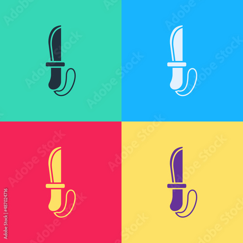 Pop art Knife icon isolated on color background. Army knife. Vector