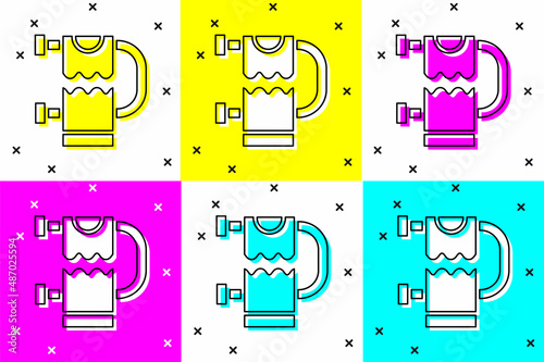 Set Heated towel rail icon isolated on color background. Vector