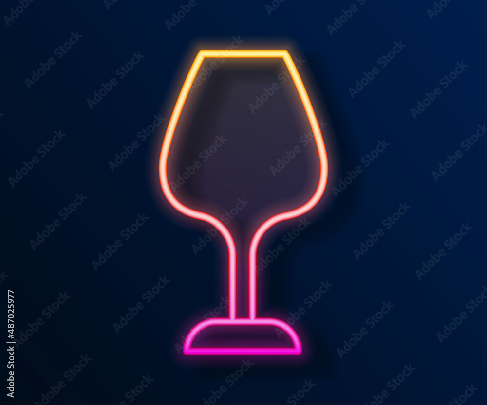 Glowing neon line Wine glass icon isolated on black background. Wineglass sign. Vector Glowing neon line Wine glass icon isolated on black background. Wineglass sign. Vector