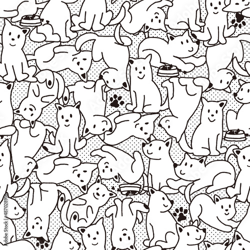 Seamless pattern with cute dog illustrations 