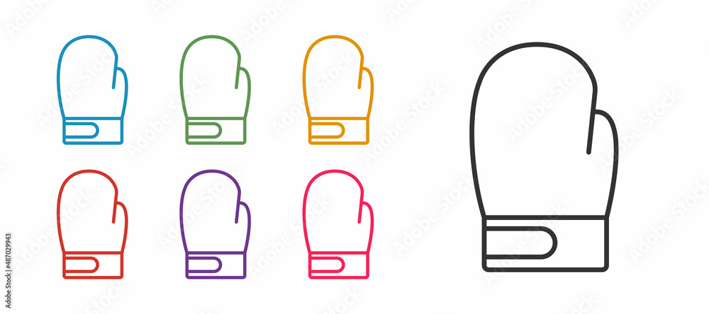 Set line Boxing glove icon isolated on white background. Set icons colorful. Vector Set line Boxing glove icon isolated on white background. Set icons colorful. Vector