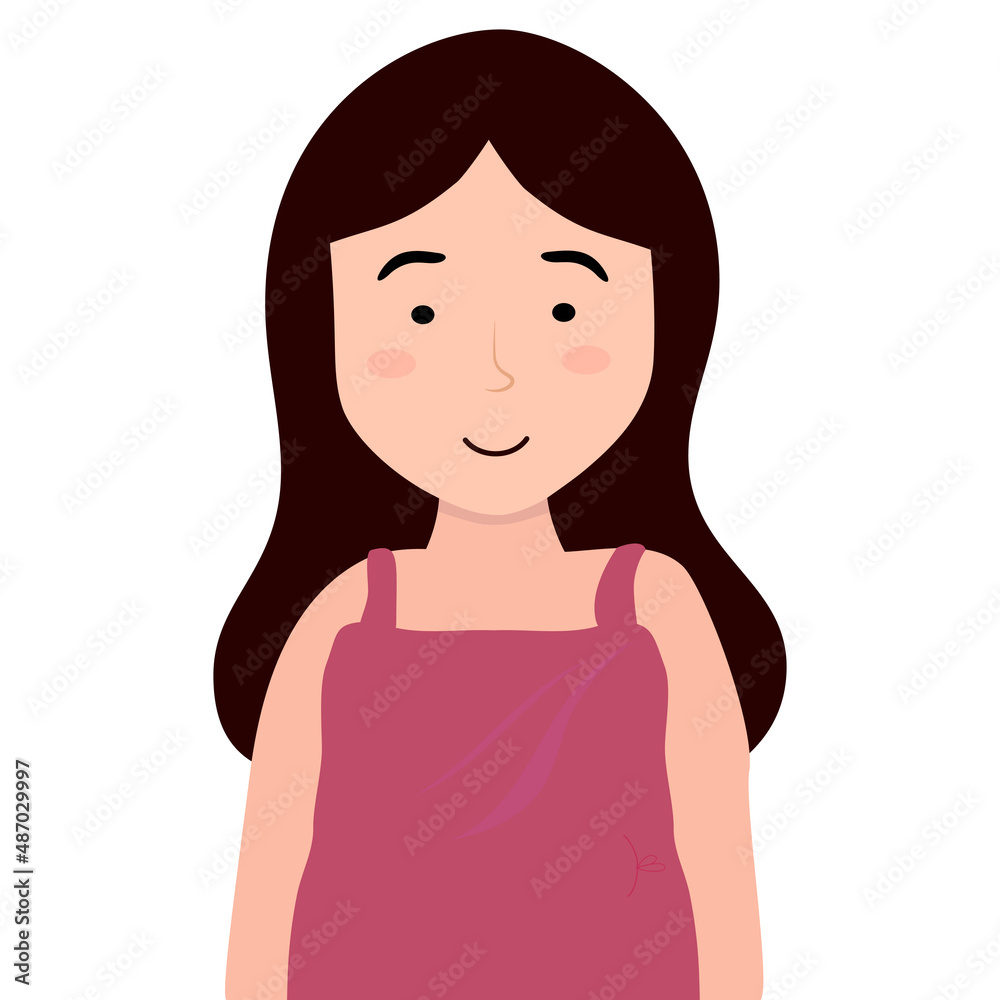Young girl in a summer sundress. Vector cartoon illustration in flat style Young girl in a summer sundress. Vector cartoon illustration in flat style