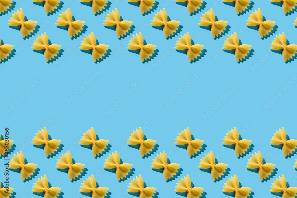 Pasta farfalle repeating seamless pattern with copy space Pasta farfalle repeating seamless pattern with copy space