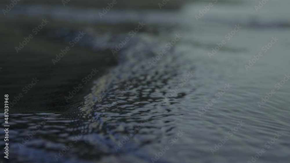 Flowing Sea Water On Black Sand Beach Flowing Sea Water On Black Sand Beach