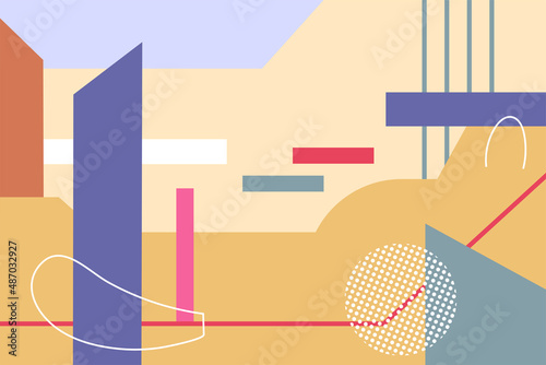 Abstract poster geometric shapes, color very peri cover. Vector