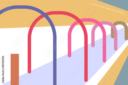 Abstract poster geometric shapes, color very peri cover. Vector