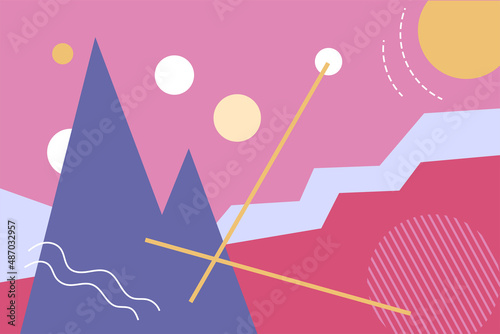 Abstract poster geometric shapes, color very peri cover. Vector