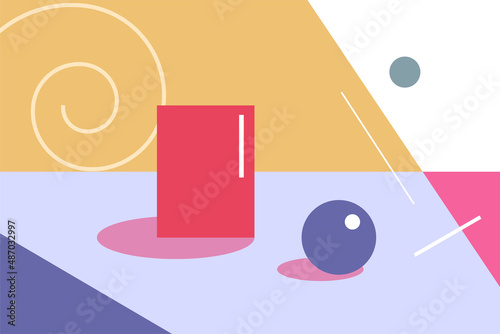 Abstract poster geometric shapes, color very peri cover. Vector