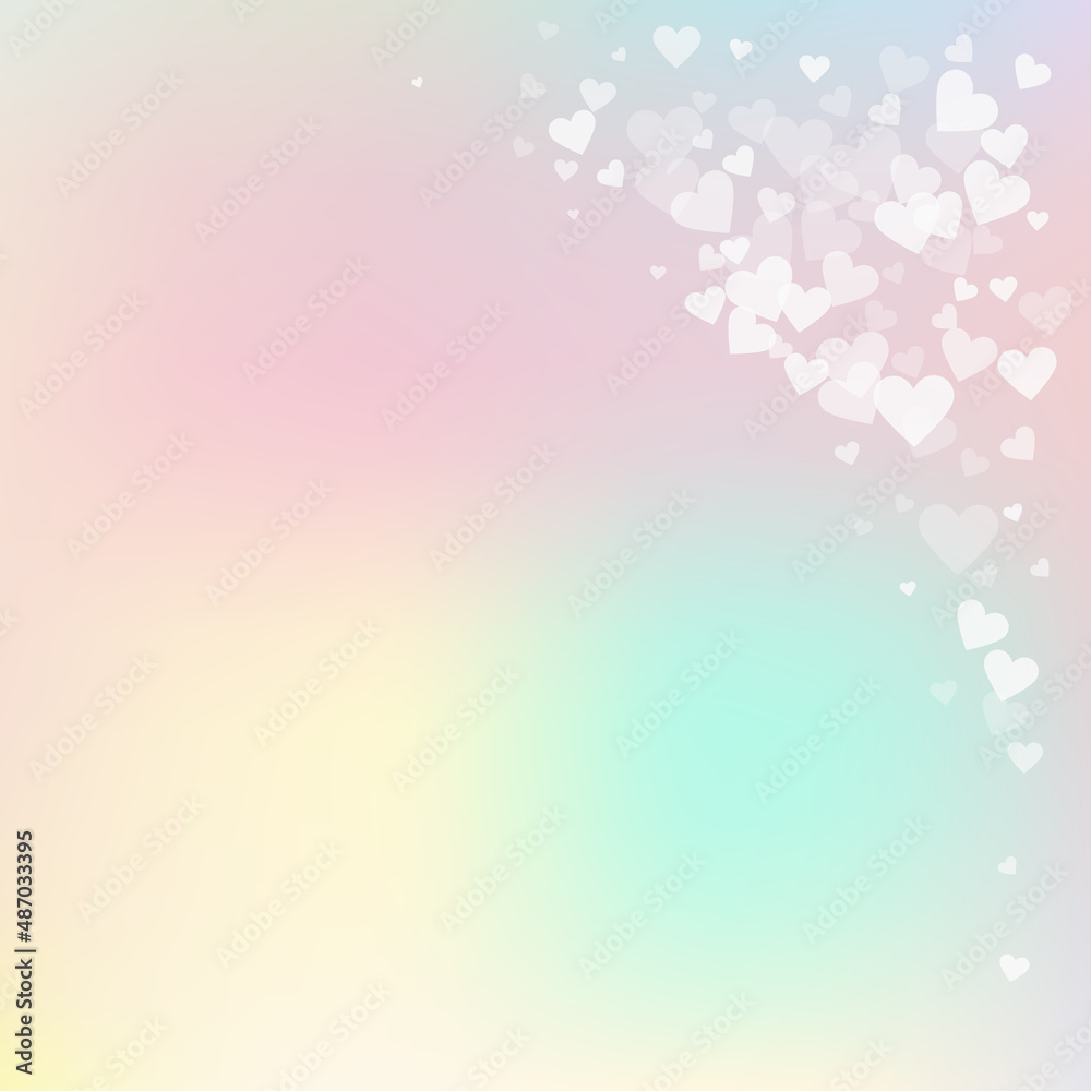 White heart love confettis. Valentine's day corner White heart love confettis. Valentine's day corner