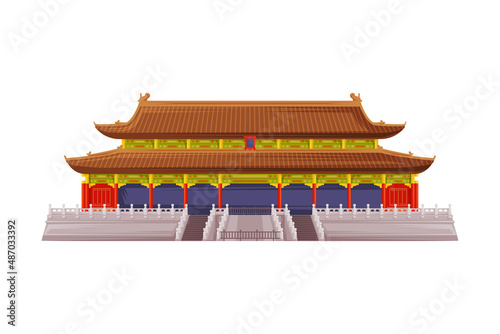 Chinese Temple Architecture as China Object and Traditional Cultural Symbol Vector Illustration