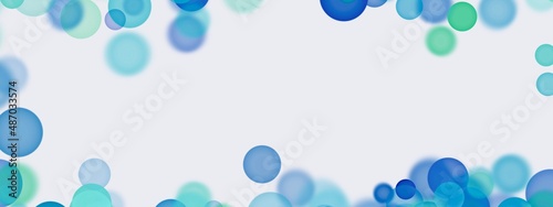 Blue and green Soft pop design with overlapping pastel circles on the white background, circular overlays graphic, blurred backward elements, bubbles, copy space for text