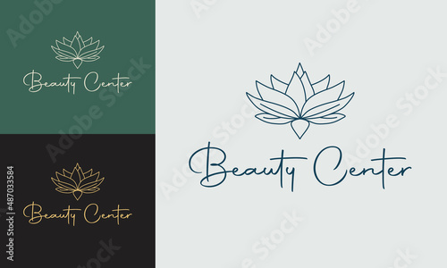 Set of Spa element Hand Drawn Logo with body and Leaves. Logo for spa and beauty salon, boutique, massage therapy, organic shop, relaxation, woman body, yoga, cosmetics store