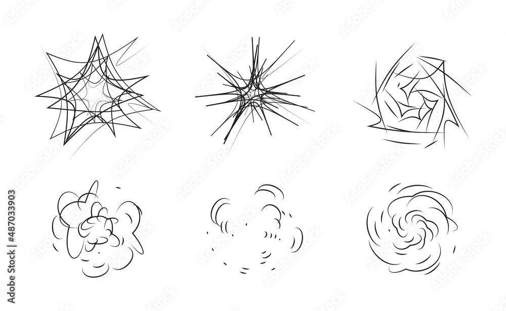 Obraz premium Swirl design elements. Abstract curve cartoon graphic design. Set of twist circular vortex