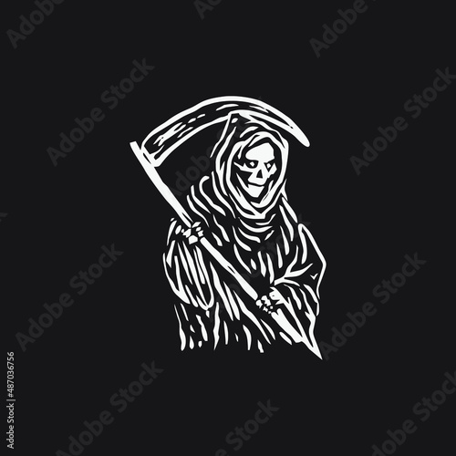 Grim reaper vector illustration on black background.