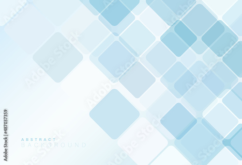 Abstract light blue geometric square shapes background. Modern simple overlapping transparent square texture element. Technology futuristic concept. Suit for banner, flyer, brochure, website, poster