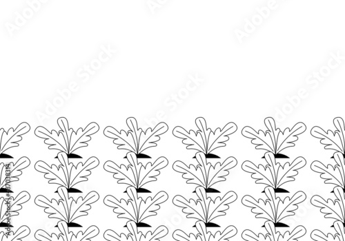 Garden bed with vegetables. Vector seamless repeating background. Editable illustration.