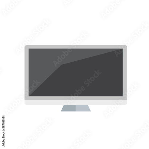 Computer monitor in cartoon flat style icon on white, stock vector illustration on white