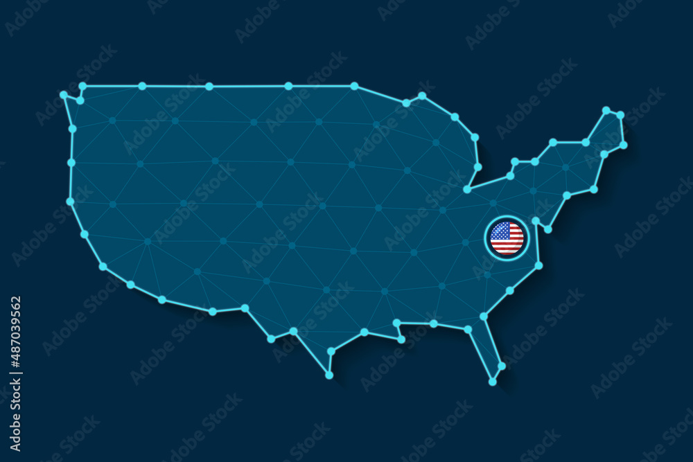 Obraz premium USA simplified vector map in a digital blue design