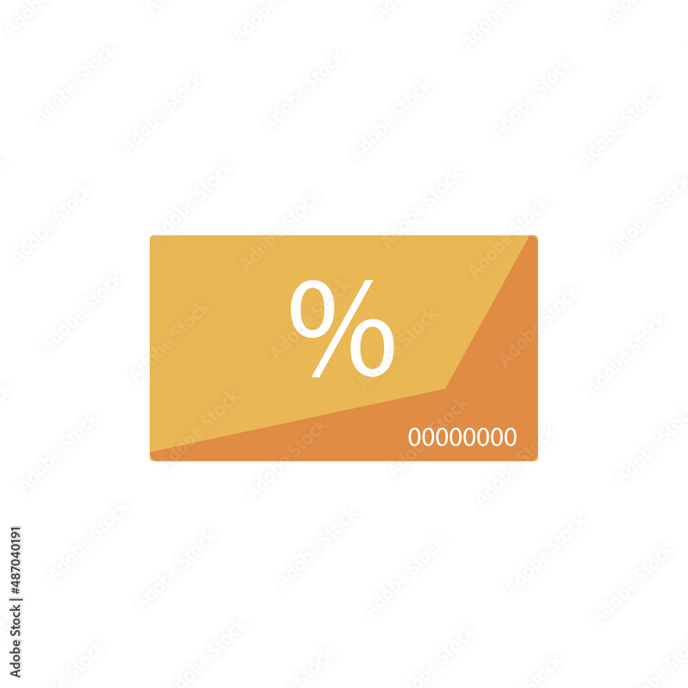 Orange shopping gift card, discount card, voucher flat vector icon for apps and websites