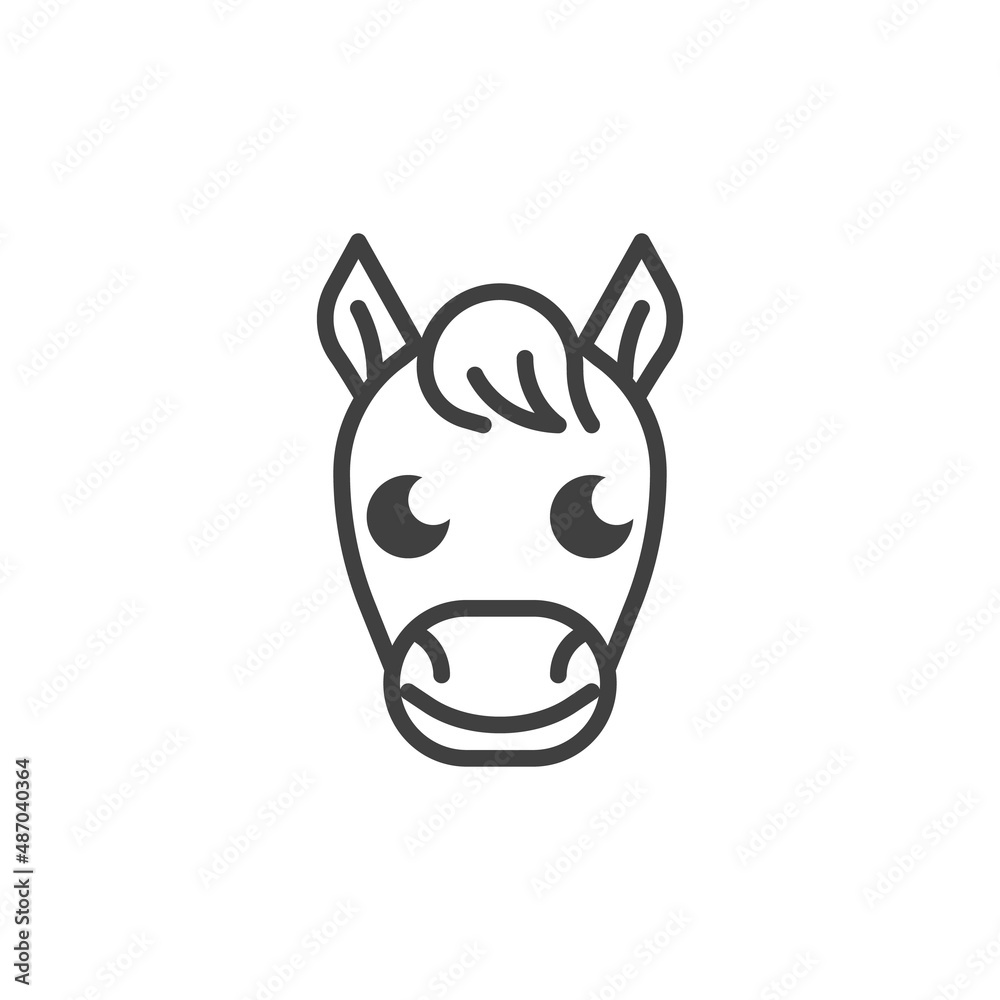 Horse face line icon