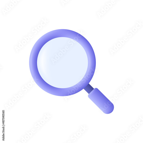 Magnifying glass. Discovery, research, search, analysis concept. 3d vector icon. Cartoon minimal style.