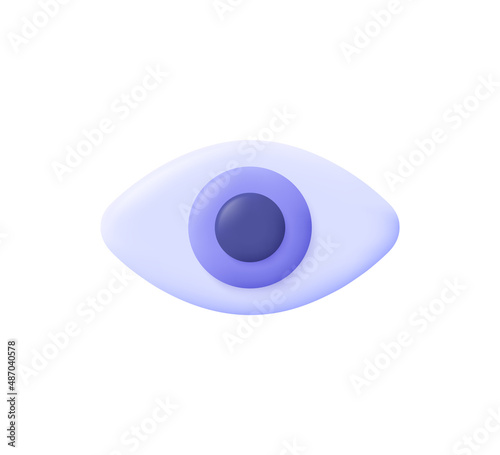 Eye. Identification, health, research, optics concept. 3d vector icon. Cartoon minimal style.