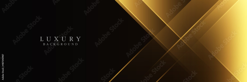 Luxury gold gradient geometric shapes vector on black background with light line effect. Modern simple overlap triangle shapes creative design. Luxury and elegant horizontal template elements Luxury gold gradient geometric shapes vector on black background with light line effect. Modern simple overlap triangle shapes creative design. Luxury and elegant horizontal template elements