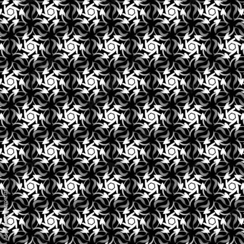 Modern simple geometric vector seamless pattern with white line texture on black background.