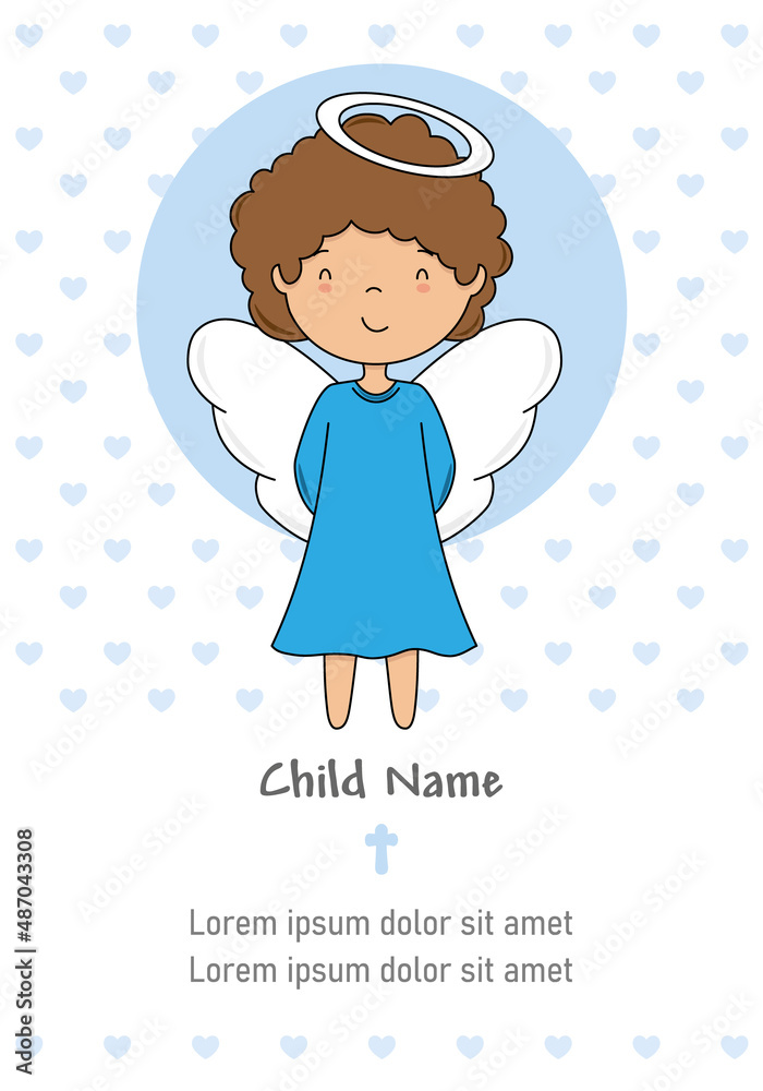 My first communion boy. Cute angel and space for text My first communion boy. Cute angel and space for text