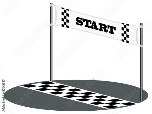 Race line with start banner isolated