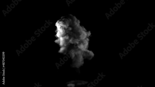 Tall Large and Dense Explosion in Front View with Dark Smoke and some pieces Trails with Alpha Channel photo